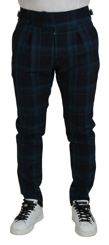 Dolce & Gabbana Elegant Plaid Wool Dress Men's Pants