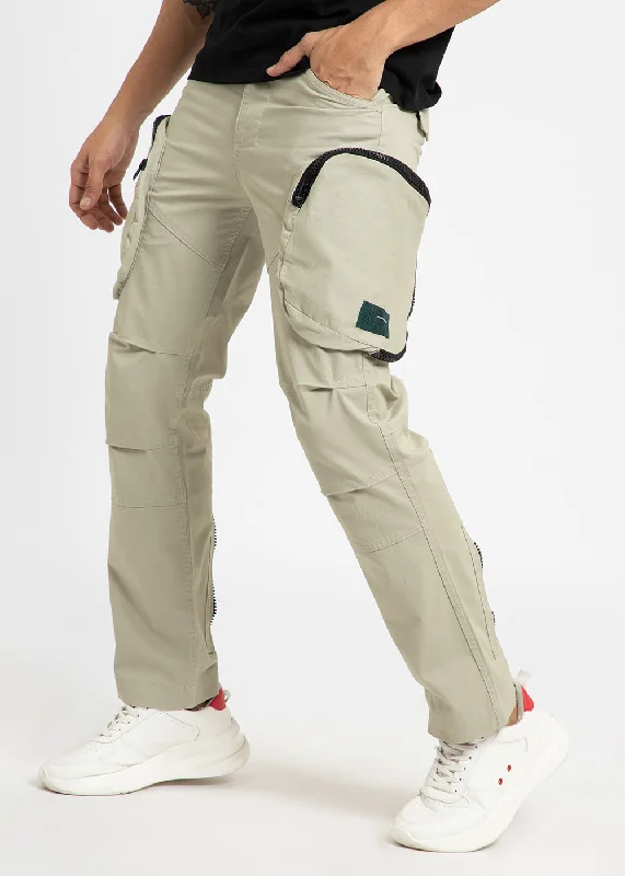 Ecru Zipper Cargo Pant