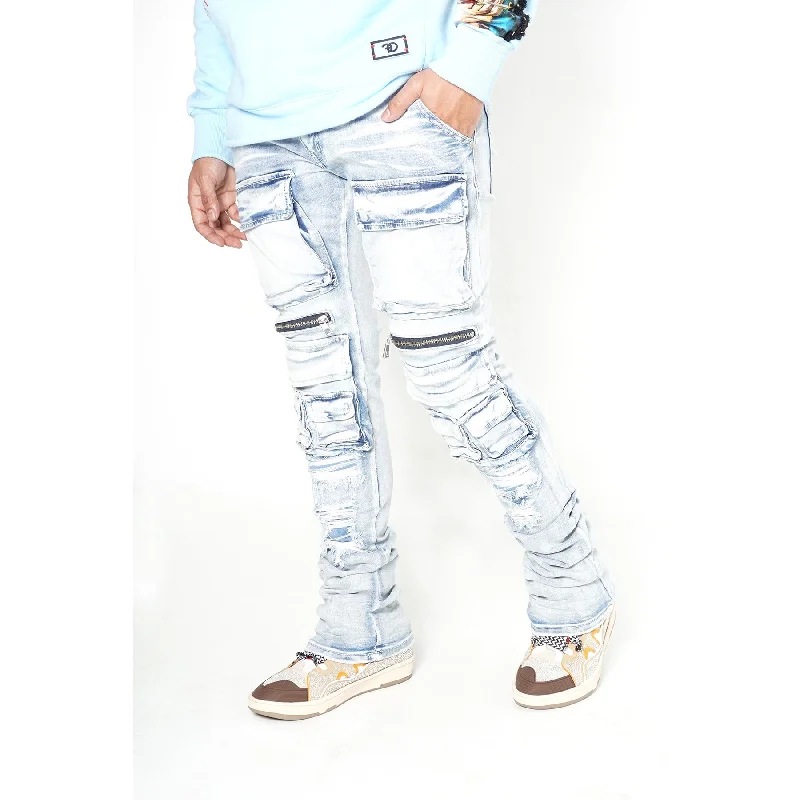 F1728 Cargo Stack Jeans - Light Wash