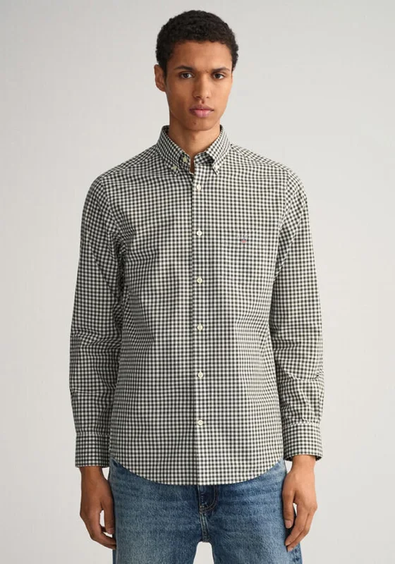 Gant Broadcloth Gingham Shirt, Storm Green