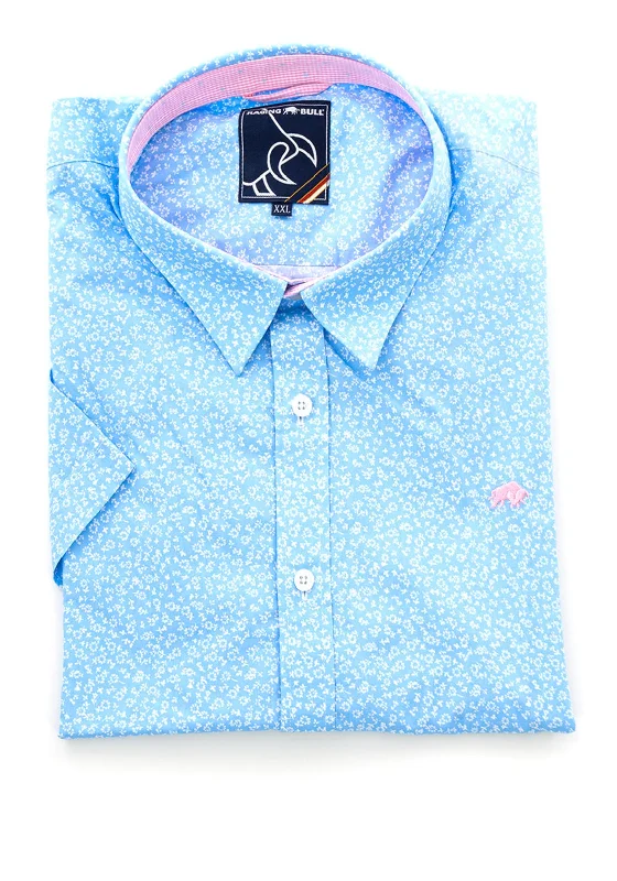 Raging Bull Micro Daisy Print Shirt, Sky Blue