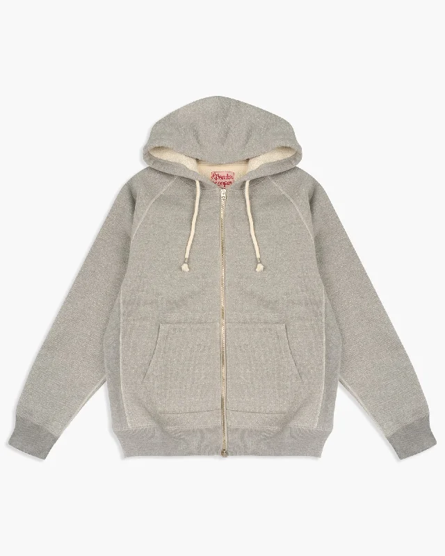 Wonder Looper 876gsm Double Heavyweight French Terry Zip Hoodie - Heather Grey