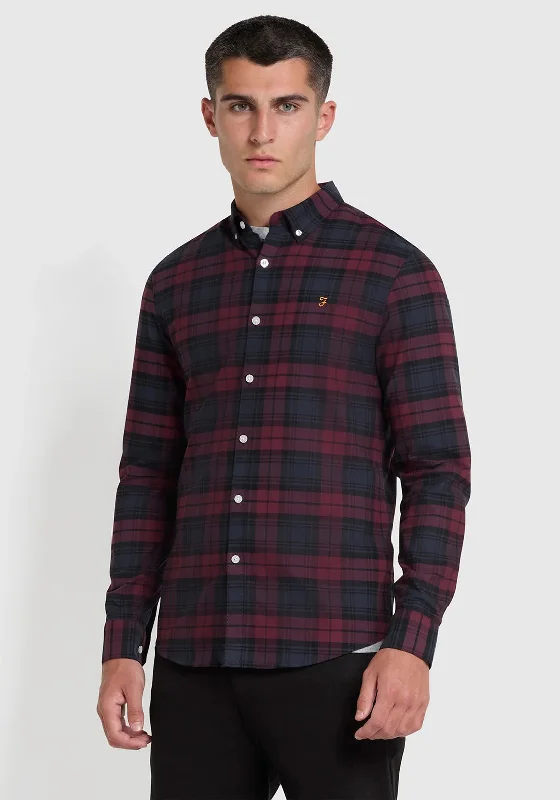 Farah Brewer Slim Fit Check Shirt, Farah Red & Navy