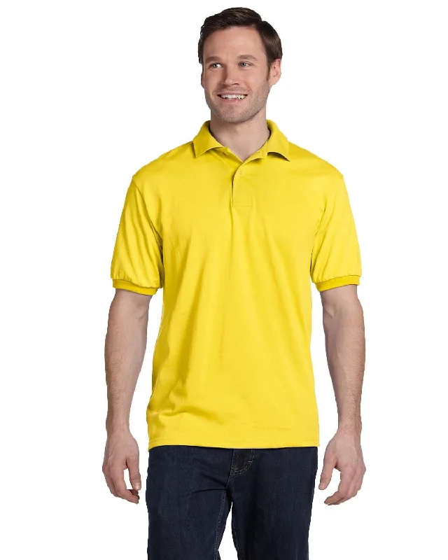 Hanes Jersey Knit Polo Shirt | Yellow