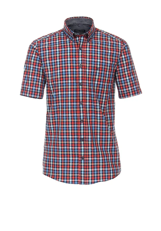 Casa Moda Short Sleeve Checked Shirt, Blue Multi