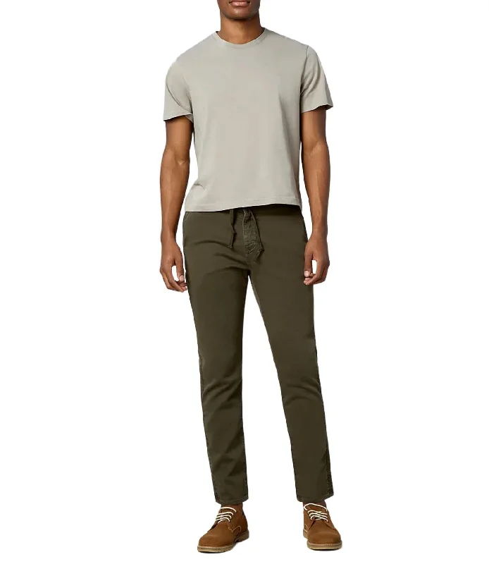 Jay Track Chino Pants In Army Green Stripe