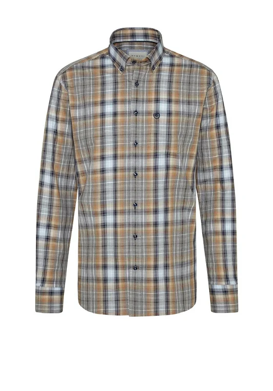 Bugatti Modern Fit Check Shirt, Cognac Multi