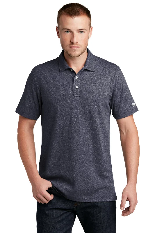 New Era Mens Slub Twist Short Sleeve Polo Shirt - True Navy Blue Twist