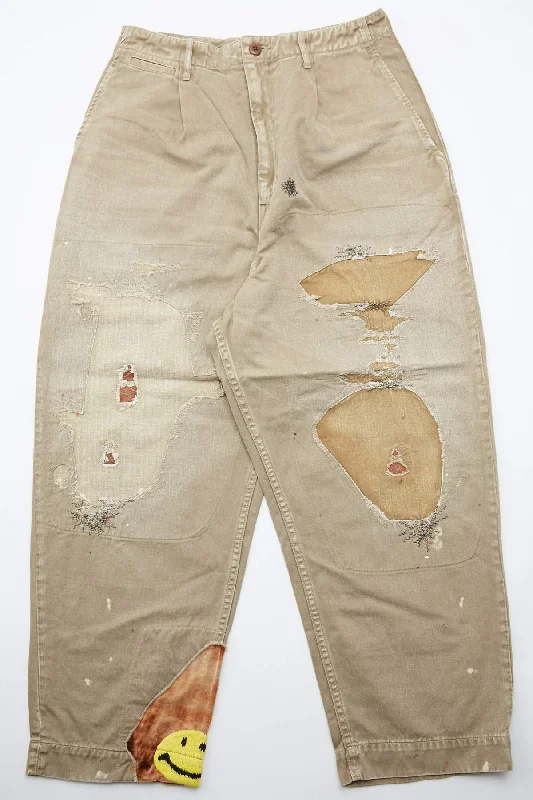 Kapital Katsuragi High Waisted NIME Pants (Lumber Jack Damaged) - Beige