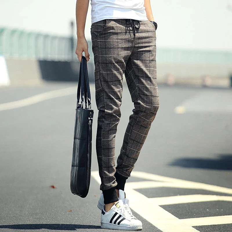 Plaid Men Pants 2015 Spring Hip Hop Fashion Joggers Sweatpants Harem Pants Men Slim Leisure Pants Men Pantalon Homme