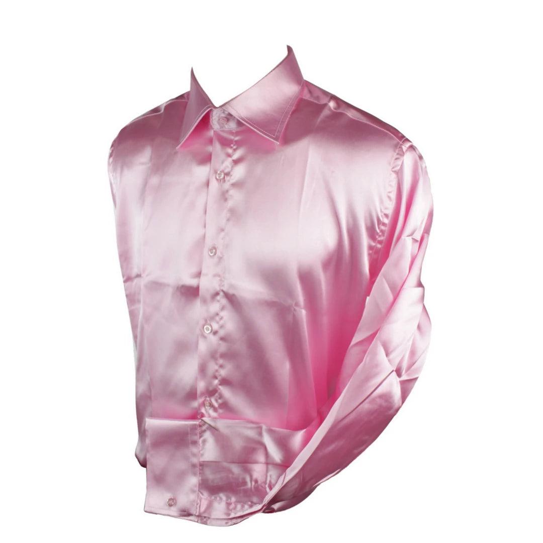 Mens Satin Silk Shirt Smart Casual Button Down Cuff Tailored Fit Shiny Party