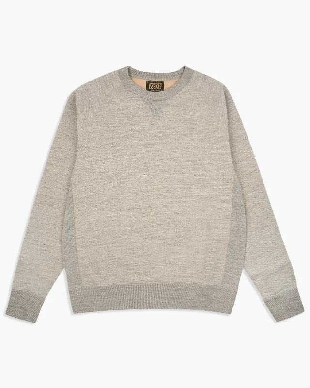 Wonder Looper Fleeced Foxfibre® Pullover Crew Neck - Heather Grey