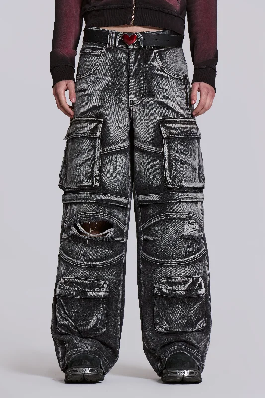 Washed Black Apex Denim Cargos