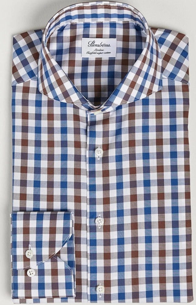 Brown Checked Shirt Fitted Body - Stenströms