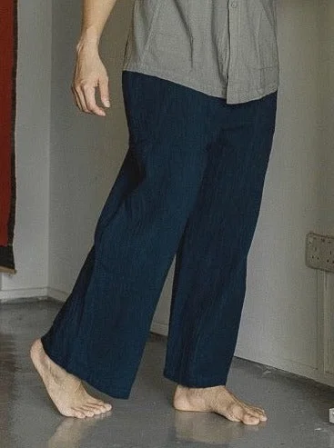 Hand-dyed Long Pants (Navy Blue)