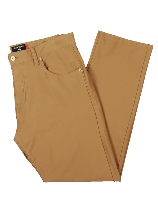 Mens Mid-Rise Stretch Straight Leg Pants