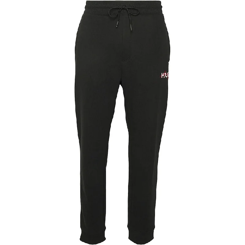 Hugo Boss Men's Black Thick Cotton Drokko Logo Track Pants