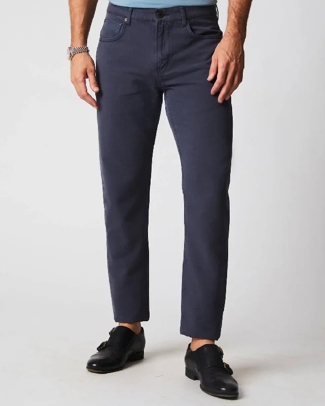 Cotton Linen 5 Pocket Pants In Carbon Blue