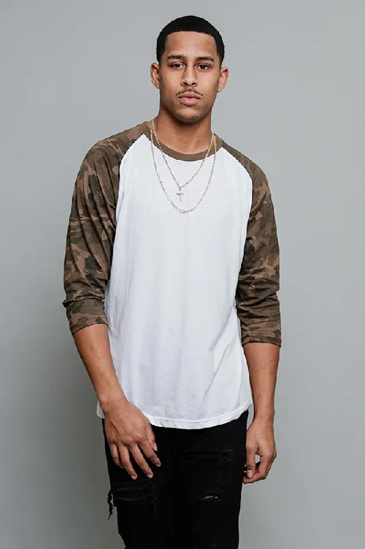 Men's Baseball T-Shirt (White/Olive Camo)