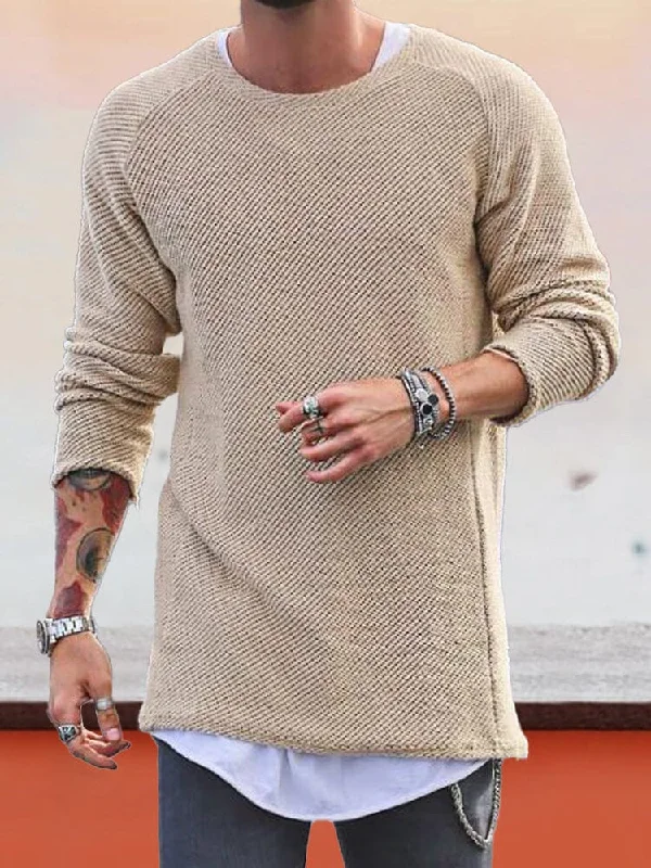 knitted crewneck long sleeve sweater