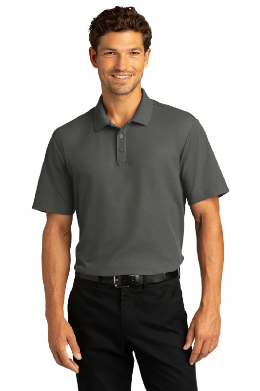 Port Authority Mens React SuperPro Snag Resistant Short Sleeve Polo Shirt - Storm Grey