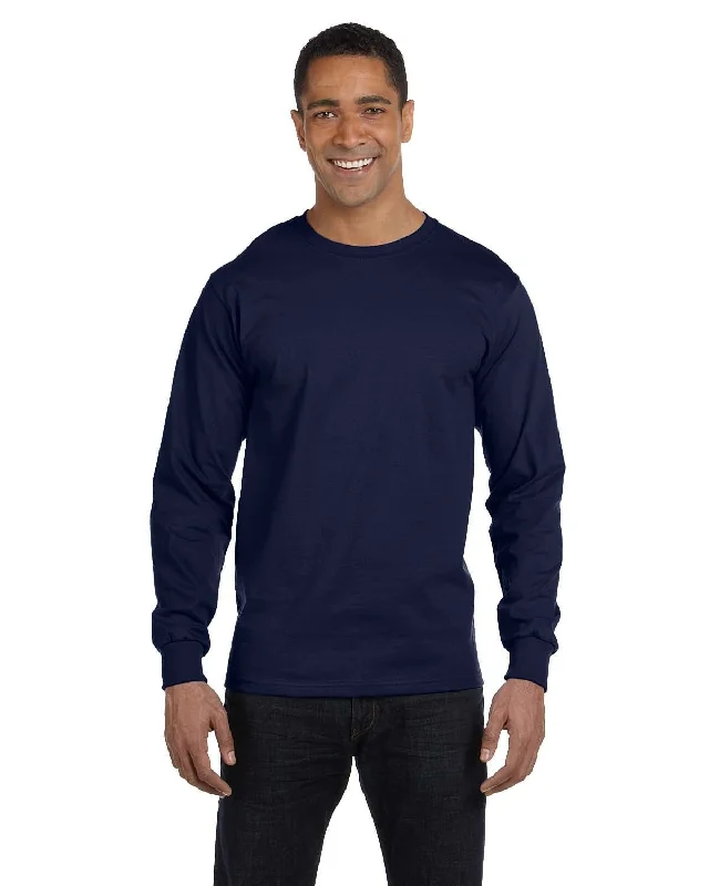 Hanes ComfortSoft Cotton Long Sleeve T-Shirt | Navy