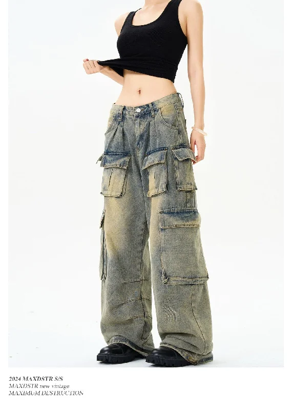 Faded Baggy Cargo Jeans