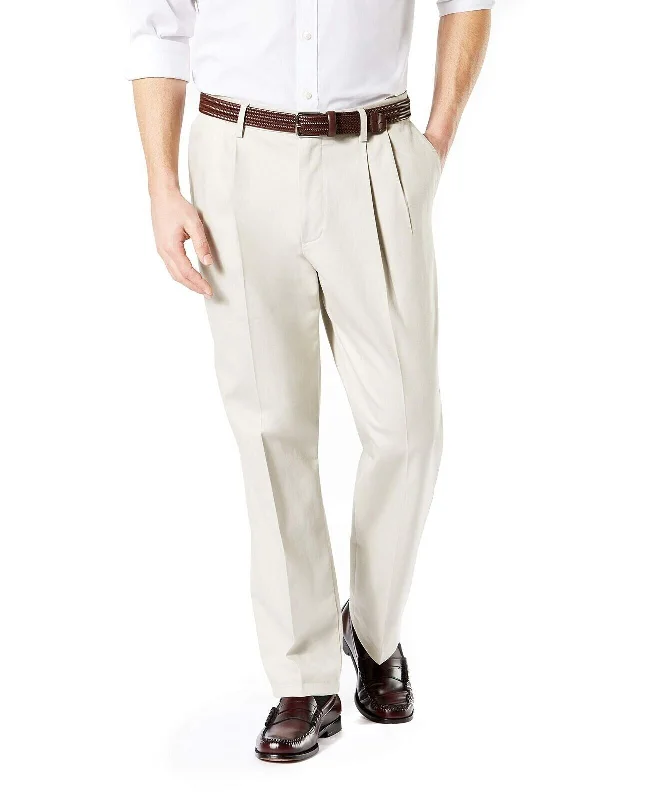 Dockers Signature Khaki 594110000 Pants Men's Beige Pleated Classic-Fit MCWW30