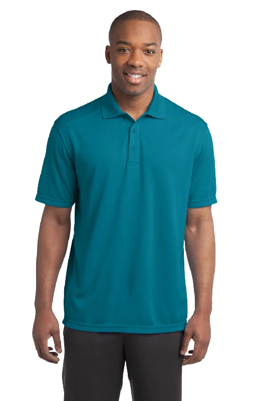 Sport-Tek Mens Micro-Mesh Moisture Wicking Short Sleeve Polo Shirt - Blue Wake