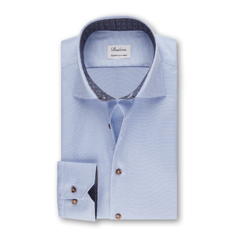 Light Blue Contrast Shirt Slimline - Stenströms