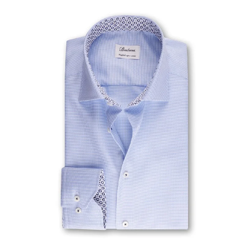 Light Blue Contrast Shirt Slimline - Stenströms