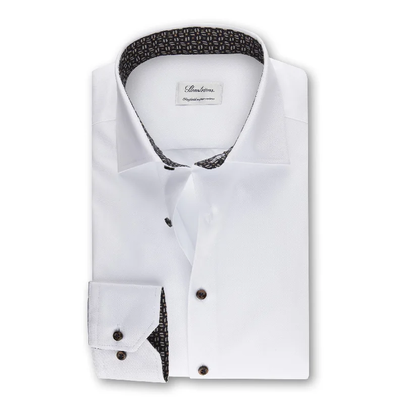 White Fitted Body Shirt With Contrast - Stenströms