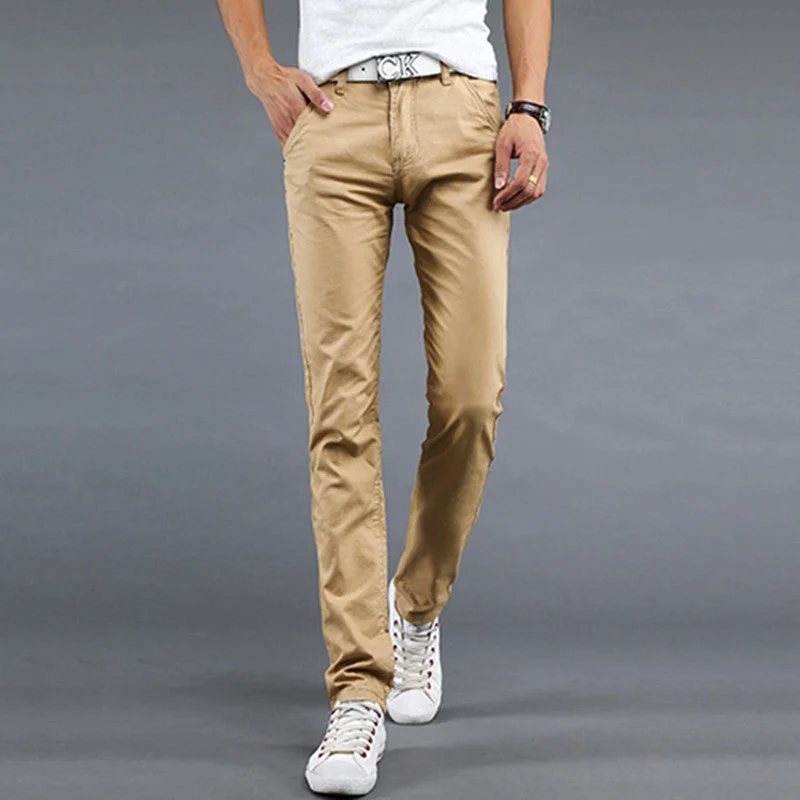 mens pants khaki fashion men's pants casual cotton man pants supply fit straight trouserss black and khaki