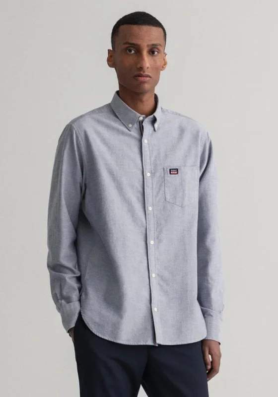 Gant D1 Retro Logo Oxford Shirt, Persian Blue