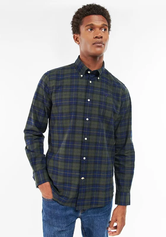 Barbour Helmside Tartan Tailored Shirt, Olive Night