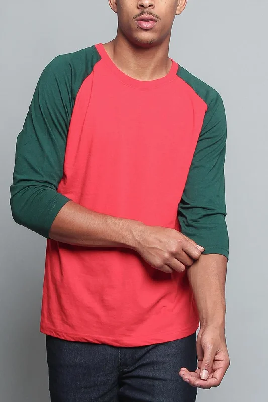 Men's Baseball T-Shirt (Red/Green)