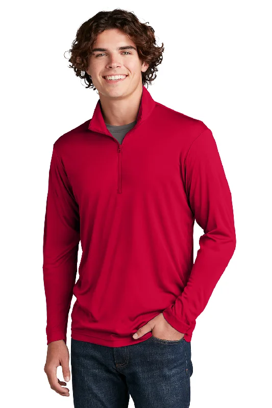 Sport-Tek Mens Competitor Moisture Wicking 1/4 Zip Sweatshirt - Deep Red