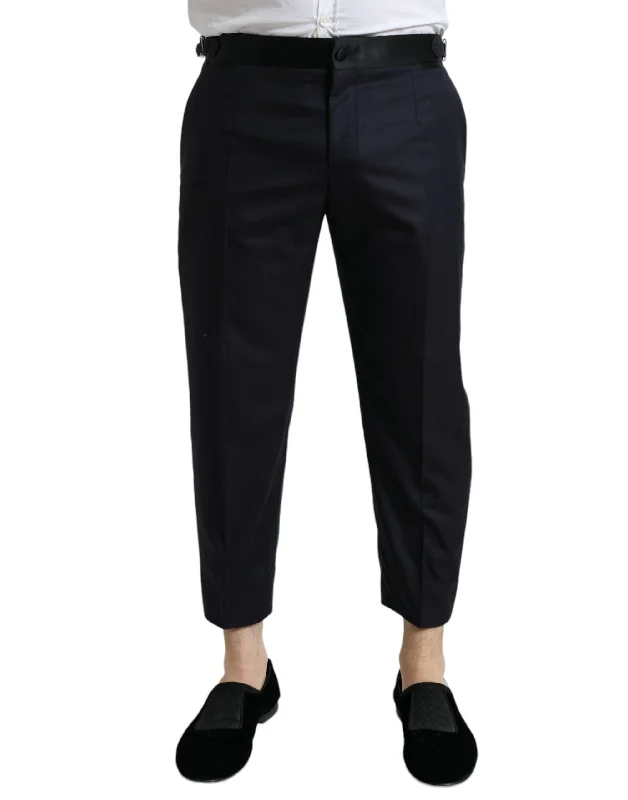 Dolce & Gabbana Elegant Wool-Silk Blend Cropped Dress Men's Pants