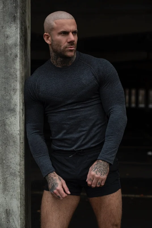 Father Sons Long sleeve Charcoal crew gym top with Raglan sleeve detail - FSM025