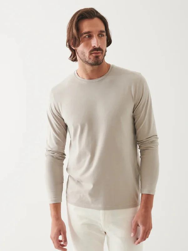 Pima Cotton Stretch Long Sleeve Tee - Aluminum