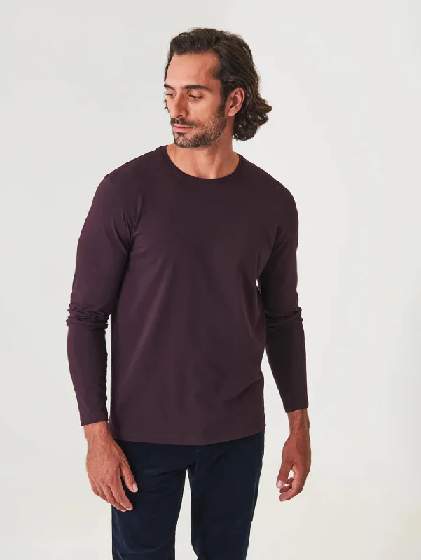 Pima Cotton Stretch Long Sleeve Tee - Bordeaux