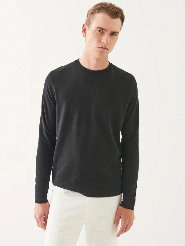 Pima Cotton Stretch Long Sleeve T-Shirt - Black