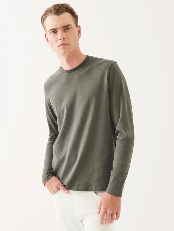 Pima Cotton Brushed Long Sleeve Tee - Thyme