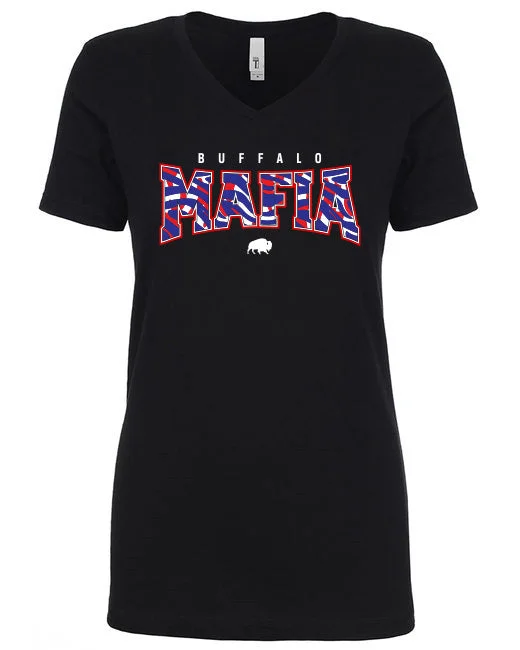 Mafia Black-  Ladies Fitted V neck