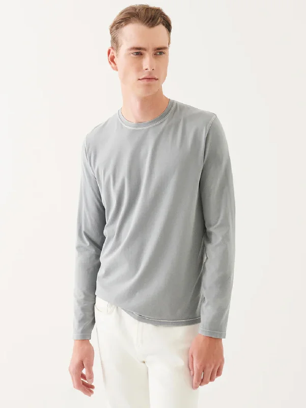 Pima Cotton Vintage Wash Long Sleeve Tee - Grey Mist Mélange