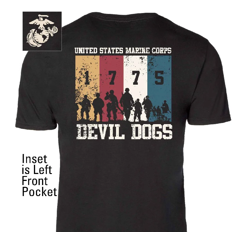 1775 Devil Dogs Back With Front Pocket T-shirt