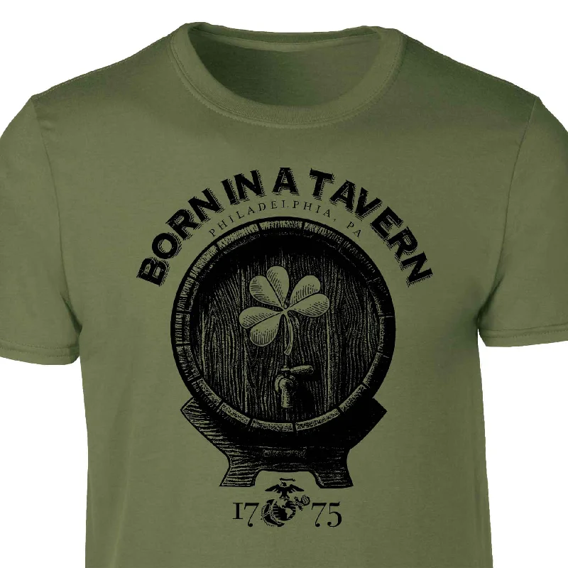 USMC Born In A Tavern Shamrock T-shirt