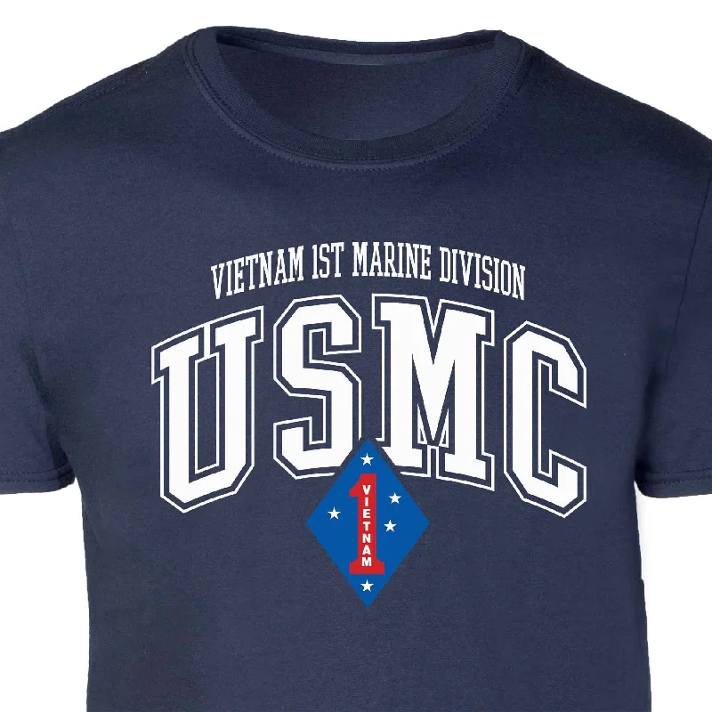 Vietnam 1st Marine Division Arched Patch Graphic T-shirt