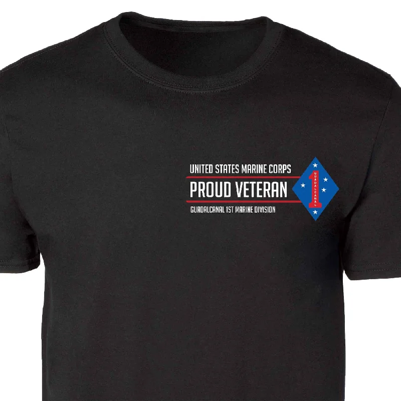 Guadalcanal 1st Marine Division Proud Veteran Patch Graphic T-shirt