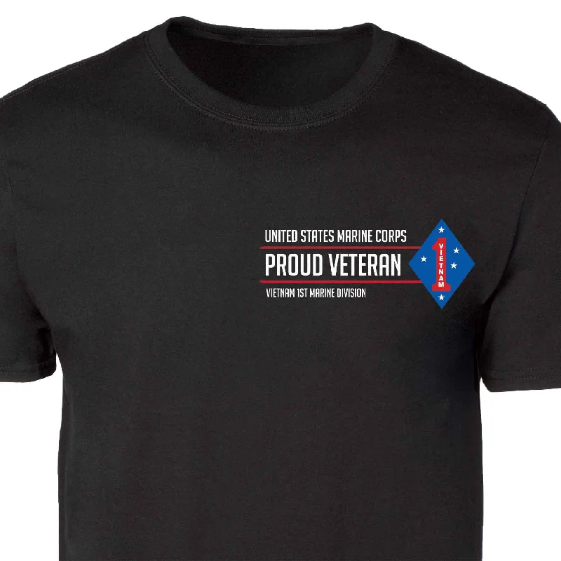 Vietnam 1st Marine Division Proud Veteran Patch Graphic T-shirt